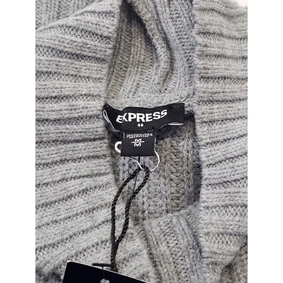 ALK Women's M Express Gray Knit Mock Neck Pullover Sweater W/ Wide Cuff Sleeves - Picture 5 of 8